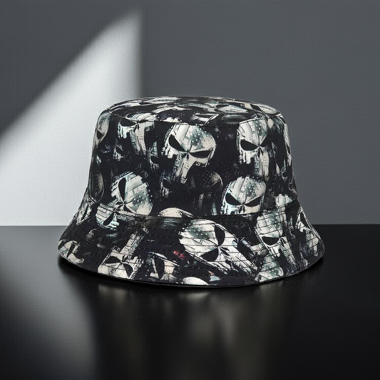 Rose Skull Print Bucket Hat